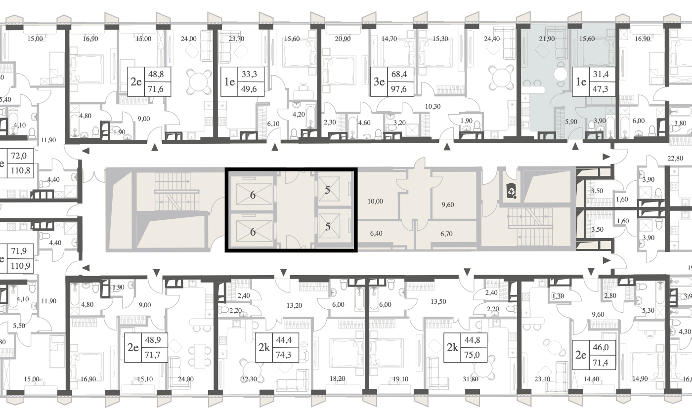 Планировка 1к квартиры Knightsbridge Private Park на общем плане