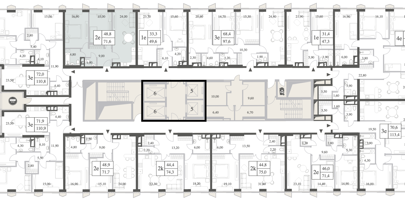 Планировка 2к квартиры Knightsbridge Private Park на общем плане