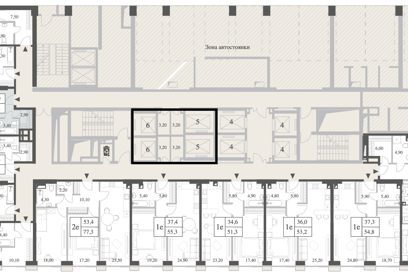 Планировка квартиры-студии Knightsbridge Private Park на общем плане